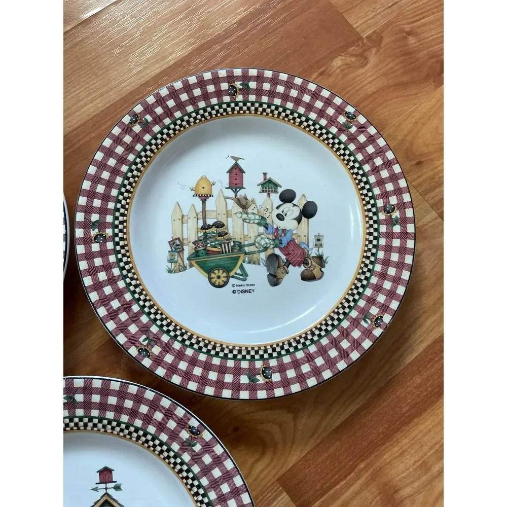 VTG‎ 3 Collectors Disney 2000 Debbie Mumm Mickey' s Garden Salad Plates